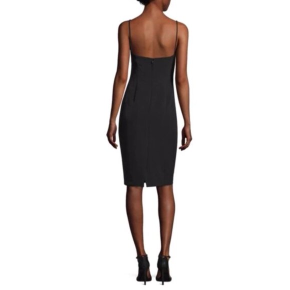 Milly Black Bodycon Dress 2 Sleeveless V-Neck Tailored Knee-Length Sheath - Picture 8 of 10